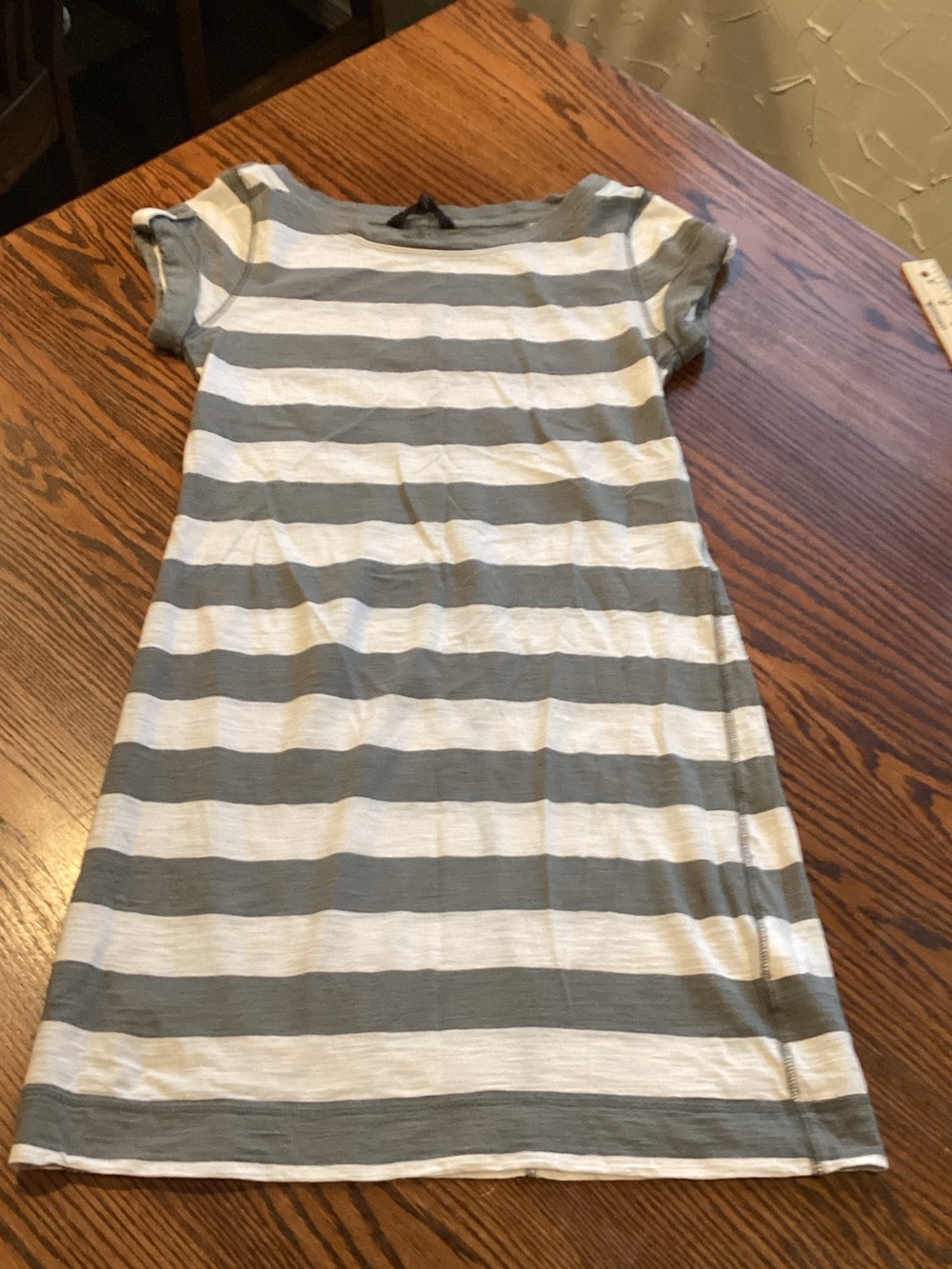 Banana Republic Gray and White Striped Dress